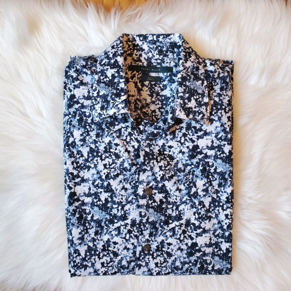 Perry Ellis blue short sleeves shirt